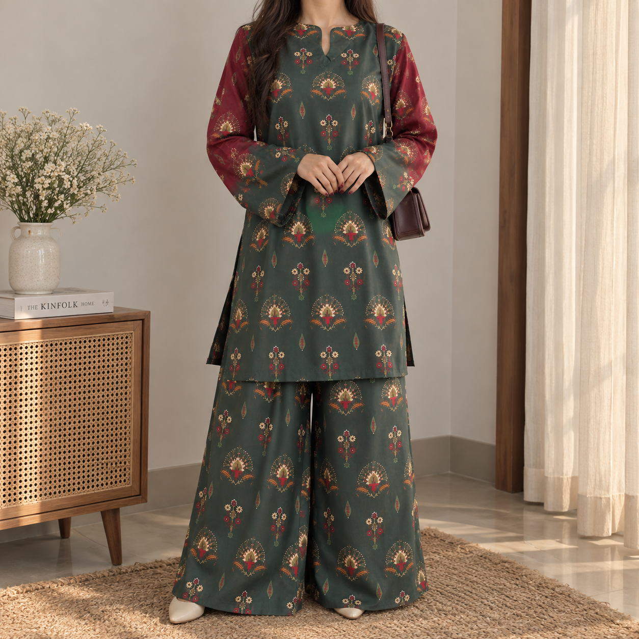 Emerald Bloom Printed 2-Piece Set