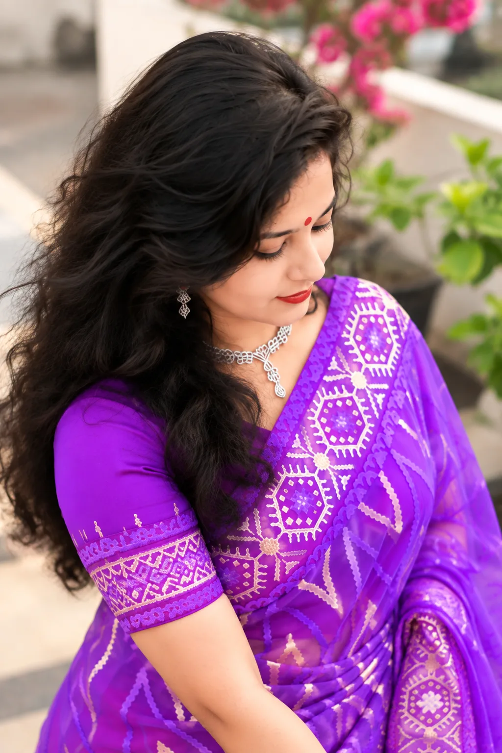 Royal Purple Embroidery Saree