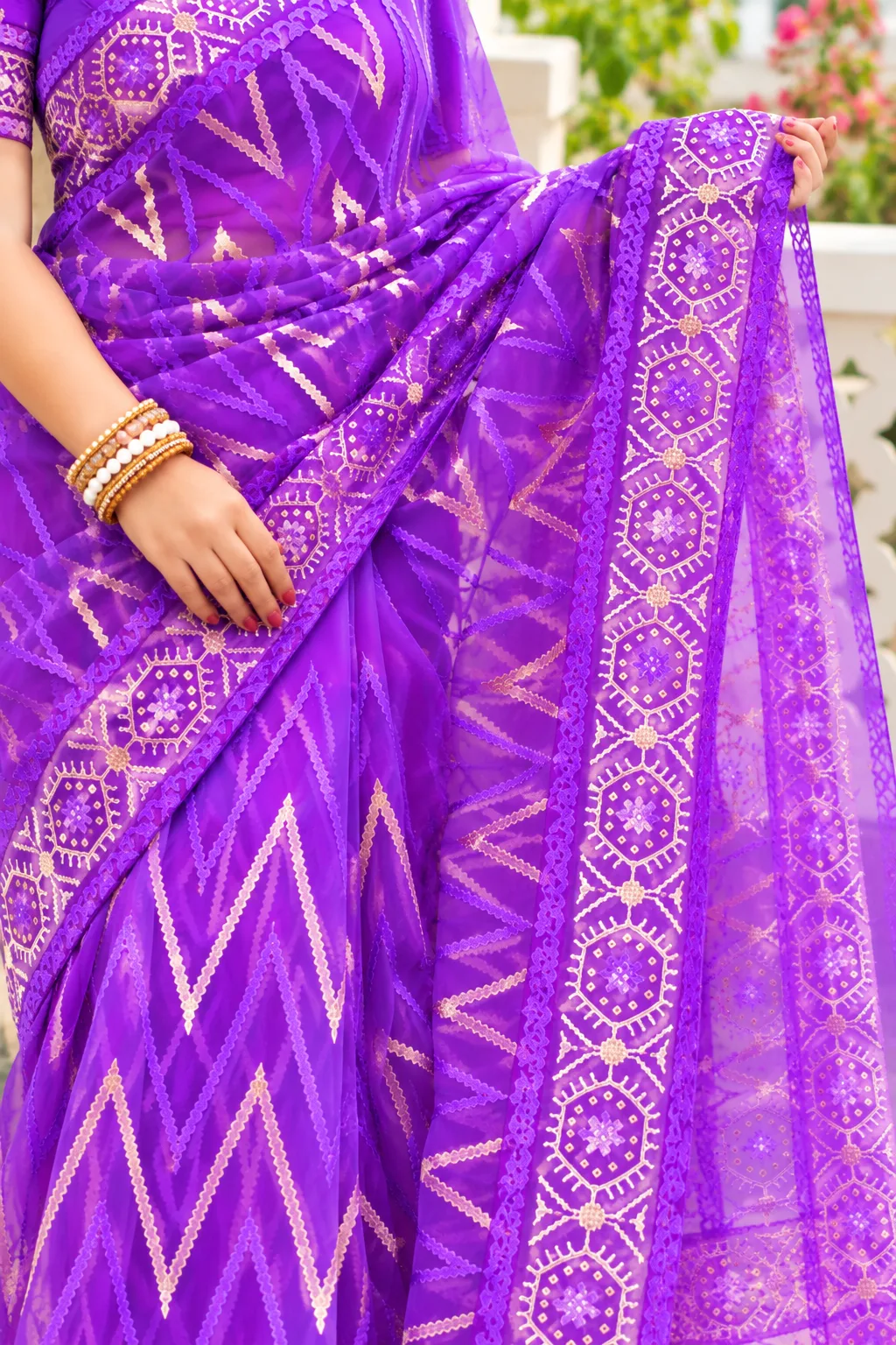Royal Purple Embroidery Saree