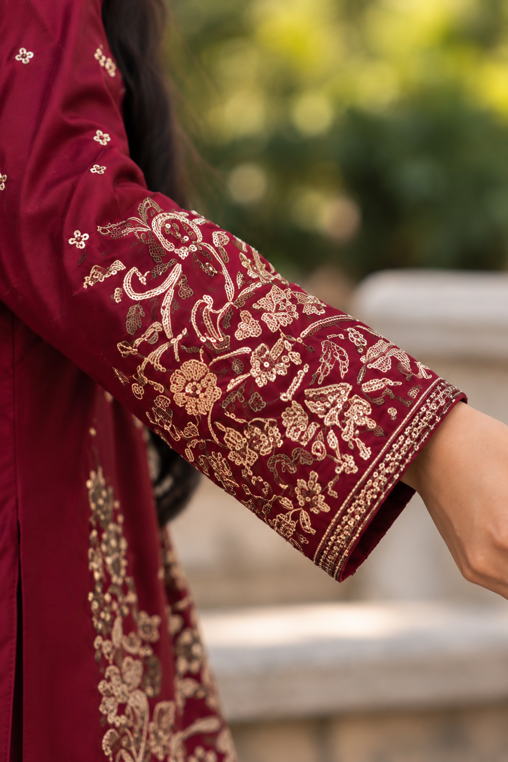 Royal Burgundy Embroidered 3-Piece Suit